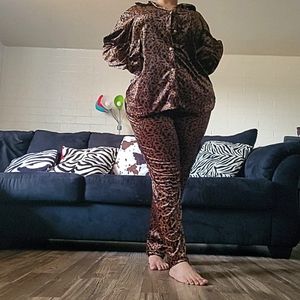 Vintage plus size funky print two piece set